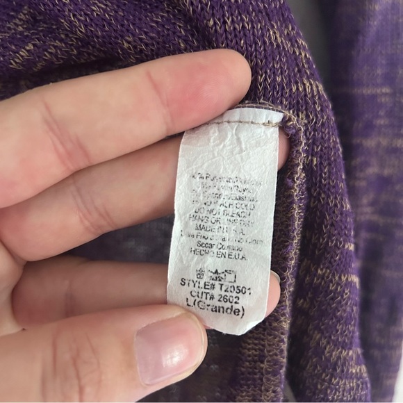 Loila Purple Ombre Lightweight Crew Neck Sweater Stretch Comfy Casual Fall Large - Picture 3 of 6